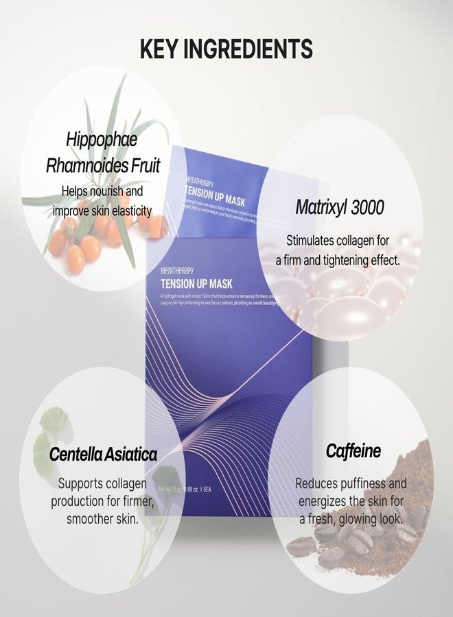 MEDITHERAPY Tension Up Mask 5EA - Korean Collagen Face V Line Lifting Mask - Hydrating Firming & Skin Tightening for Sharp & Sculpted Contour Double Chin Reducer - Matrixyl & Peptide Gel Facial Mask - Image 5